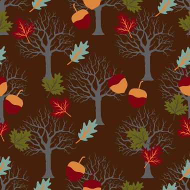 Yapraklı sonbahar ağacı, vektör illüstrasyonu