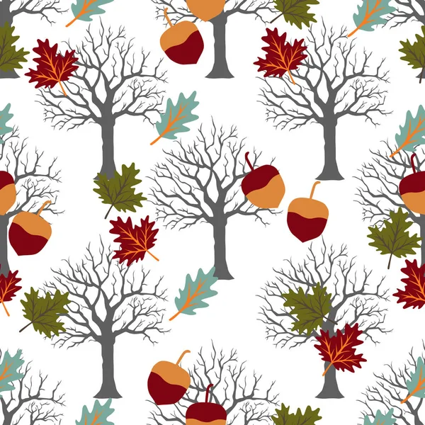 Yapraklı sonbahar ağacı, vektör illüstrasyonu