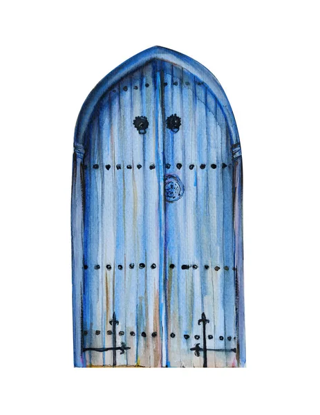 Izolacja Ręcznie Rysowane Akwarela Rysunek Starych Drzwi Ilustracja Sztuki — Zdjęcie stockowe