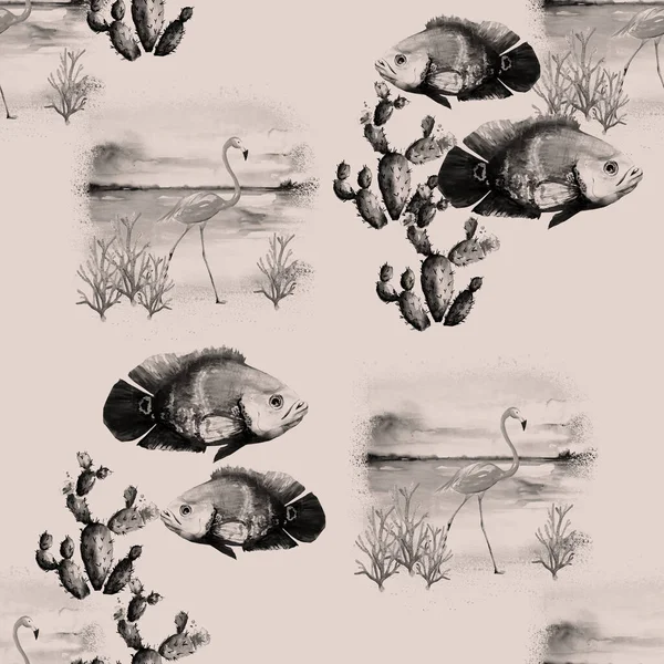 Handritad Akvarell Ritning Sommarkort Illustration Konst — Stockfoto