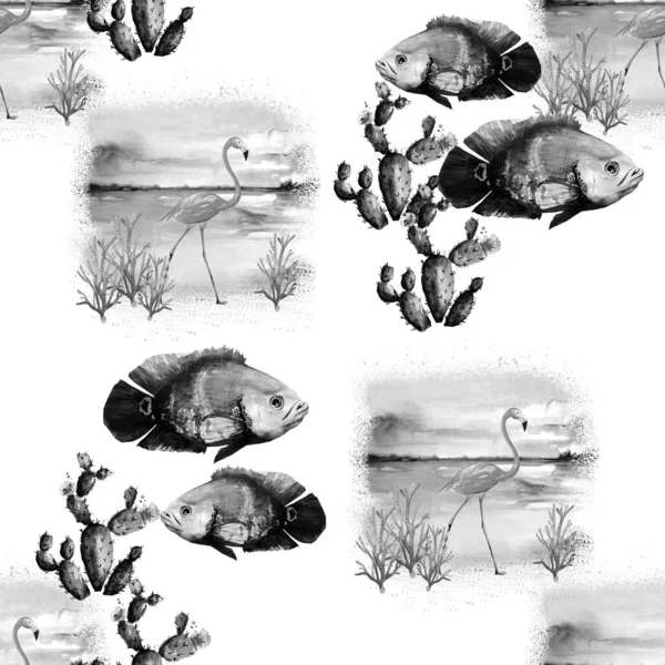 Мальований Вручну Акварельний Малюнок Літньої Листівки Ілюстраційне Мистецтво — стокове фото