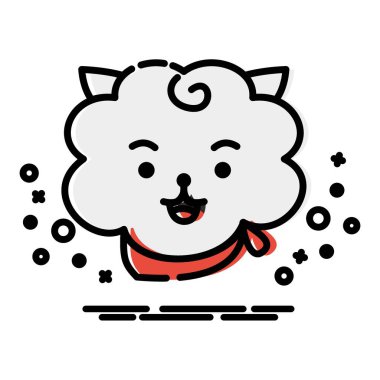 Icon Rj Character. A cute face cartoon. Suitable for smartphone wallpaper, prints, poster, flyers, greeting card, ect.