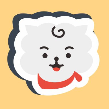 Icon Rj Character. A cute face cartoon. Suitable for smartphone wallpaper, prints, poster, flyers, greeting card, ect.