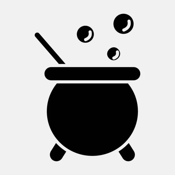 Icon Witch Pot Icon Estilo Glifo Adecuado Para Impresiones Póster — Archivo Imágenes Vectoriales