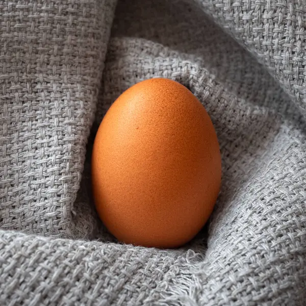 Brown Chicken Egg Grey Table Linen Cloth — Stock Photo, Image