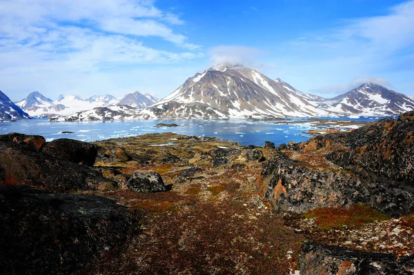 Grönland Doğu Kıyısında Bir Tundra Manzarası Kulusuk Yerleşim Yerinin Yakınında — Stok fotoğraf