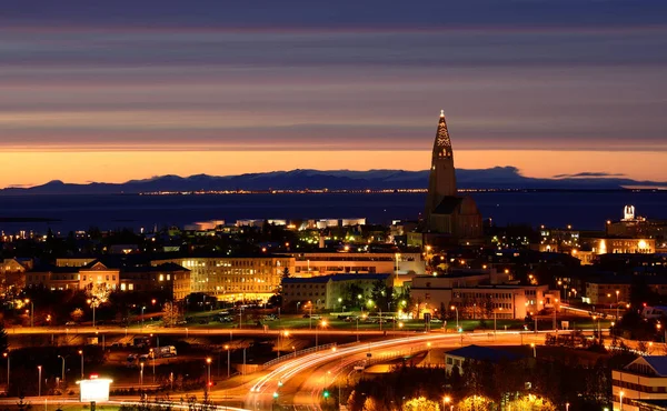 Twilight View Reykjavik Iceland Shot Perlan Viewing Platform — Stock Photo, Image