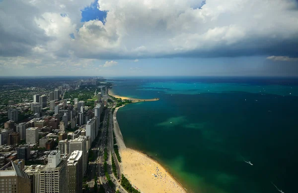 Aerial View Windy City Chicago Lake Michigan Illinois — Foto de Stock