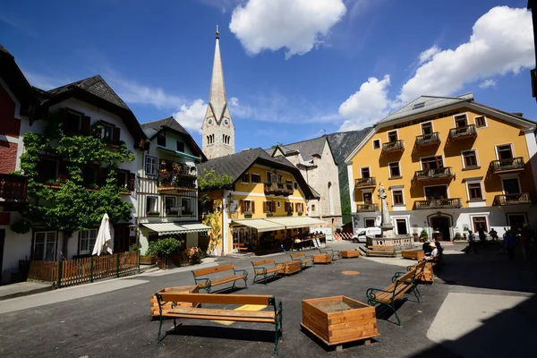 Square Alpine Village Hallstatt Austria — Stok fotoğraf