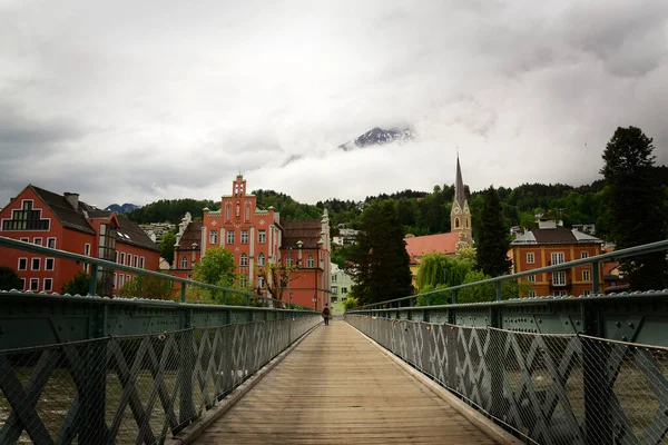 Bridge Inn River Austrian City Innsbruck — Zdjęcie stockowe