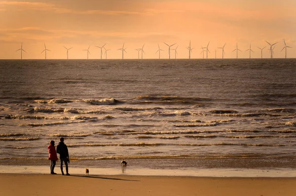 View Out Windfarm Irish Sea Seen Here Beach West Kirby — Stockfoto