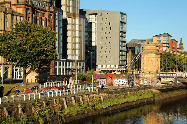 Riverside Scene River Clyde Glasgow Scotland — Stock Photo, Image