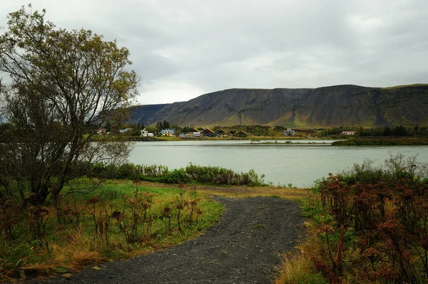 Een Scène Landelijke Ijslandse Stad Selfoss Een Paar Kilometer Buiten — Stockfoto