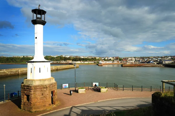 Vuurtoren Haven Van Stad Maryport Aan Cumbrian Kust Van Engeland — Stockfoto