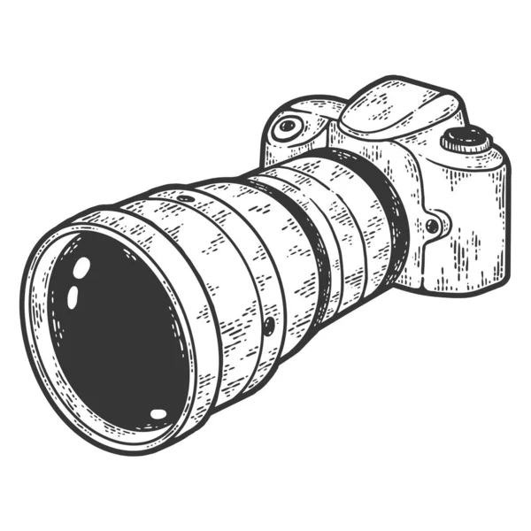 Vintage Camera Met Een Grote Lens Schets Krabplank Imitatie Zwart — Stockfoto