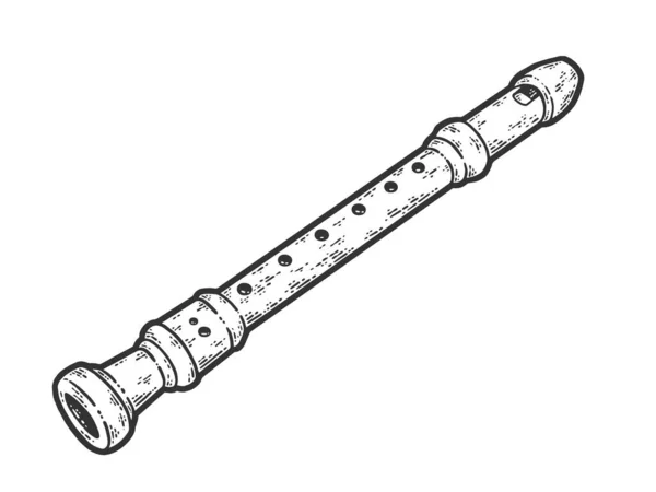 Pipe instrument wiatrowy. Imitacja deski do rysowania. Czerń i biel. — Wektor stockowy