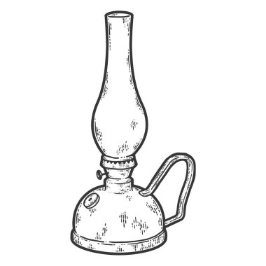 Gazyağı lambası. Çizim tahtası taklidi. Siyah ve beyaz.