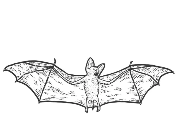 Microbat. Imitación del sketch scratch board. Blanco y negro. — Vector de stock