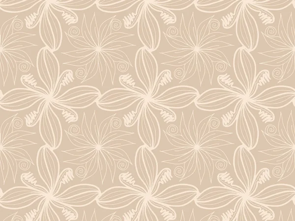 パターン化された背景、花のデザイン。茶色ベクトル — ストックベクタ