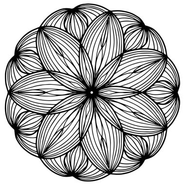 Mandala çiçeği. Stres için desen boyama kitabı.