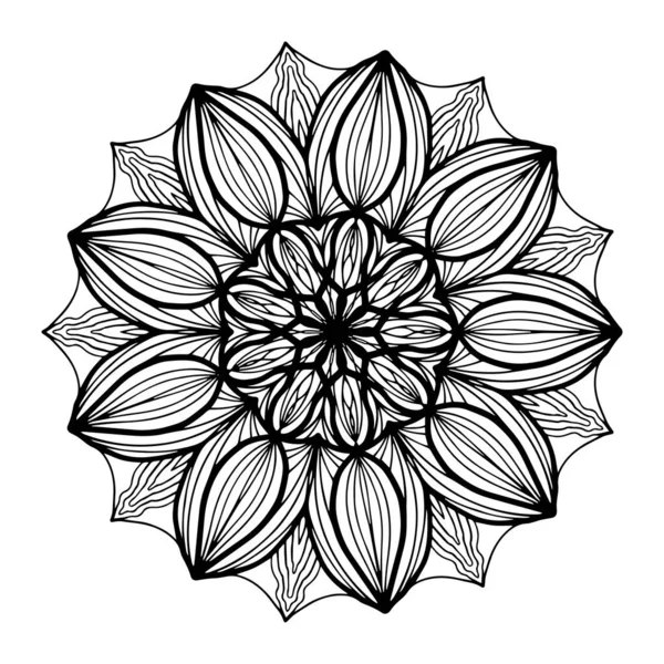 Mandala. Abstrakt blomma illustration. Dekoration för dekoration, kort etc. svarta linjer på en vit bakgrund. — Stockfoto