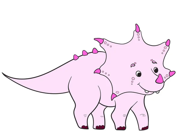 Ροζ δεινόσαυρος, σκληρό σχέδιο. Είδος Triceratops, αρχαίο ζώο. — Φωτογραφία Αρχείου