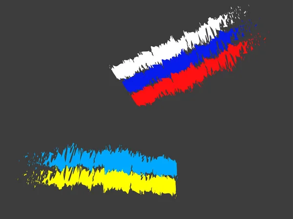 Kleur vlag van Oekraïne en Rusland. Rasterlijke, geïsoleerde objecten. — Stockfoto