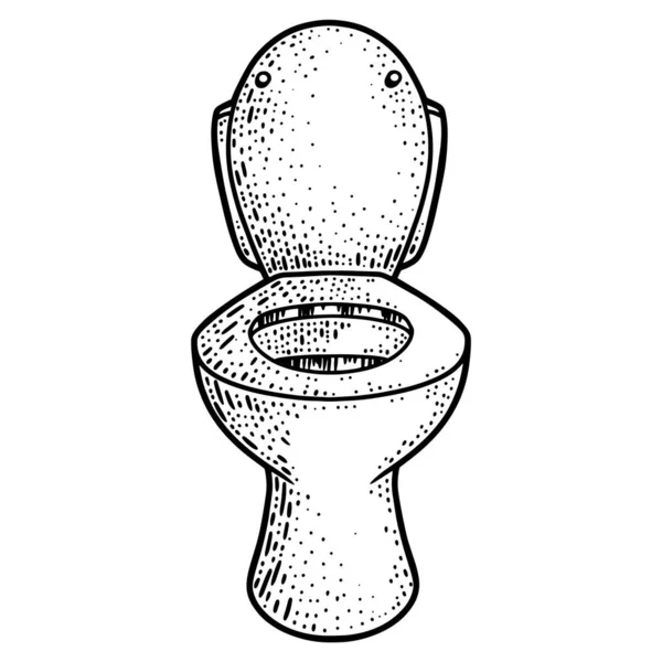 Toilet doorspoelen, toilet met waterkast. Lijntekenfilm. Handgetrokken. — Stockvector