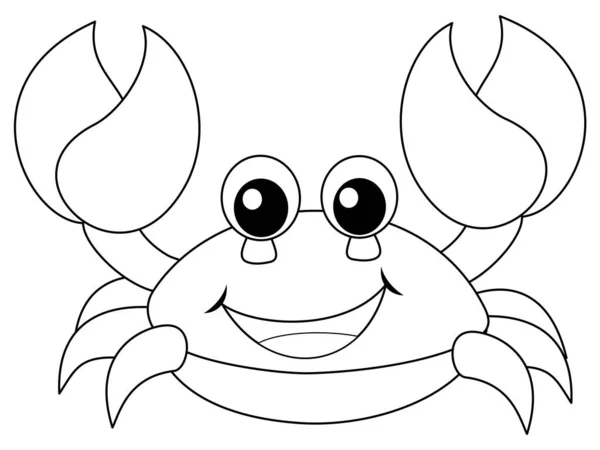 Livro de colorir crianças. Habitante do mar, caranguejo engraçado. Um animal isolado sobre um fundo branco. — Vetor de Stock