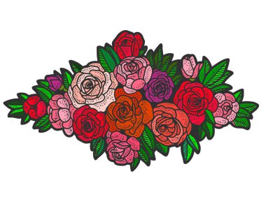 Çiçek tasarımı, çelenk rengi. Çizgi çizimi resmi. El çizimi.