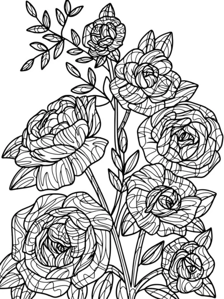 Flowers wild Rose, isolated object, white background. Coloring book antistress for children and adults. — ストック写真