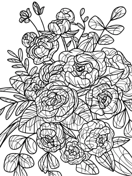 Şakayıklar, izole nesneler. Çocuklar ve yetişkinler için boyama kitabı antistresi.