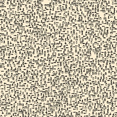 Kusursuz desen. Kişisel hijyen için makyaj malzemeleri. Raster illüstrasyon, klasik renk.