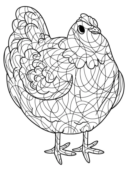 Agricultural Poultry Chicken Page Outline Cartoon Raster Illustration Coloring Book — Stockfoto
