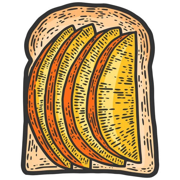 Sandwich Aux Fruits Croquis Imitation Planche Gratter Illustration Vectorielle Image — Image vectorielle