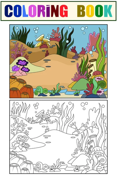 Set Coloring Book Color Picture Learning Colors Children Coloring Seabed — Stockový vektor