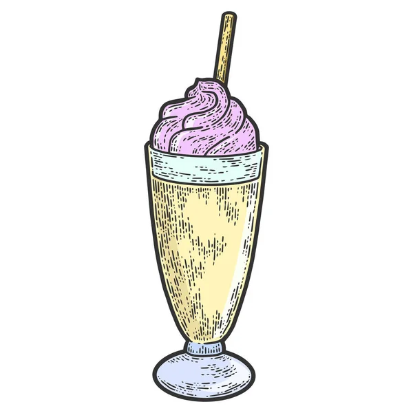Milkshake Imitation Scratch Board Color Sketch Raster Illustration — Zdjęcie stockowe