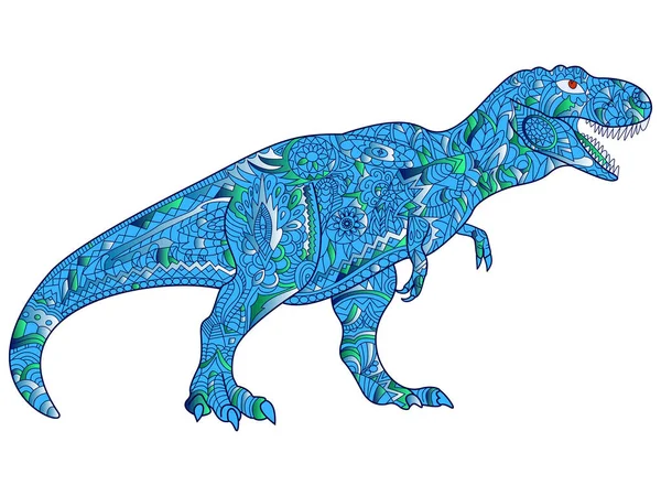 Dinosaur Tyrannosaurus Color Blue Predator Adult Vector Illustration Lace — Vector de stock