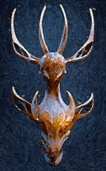 deer head with horns and a antlers