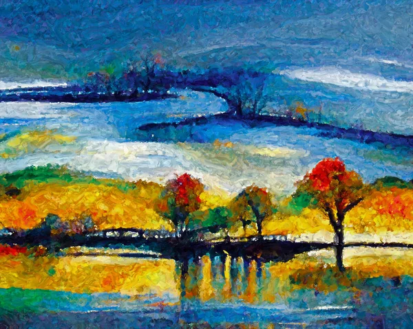 oil painting on the lake