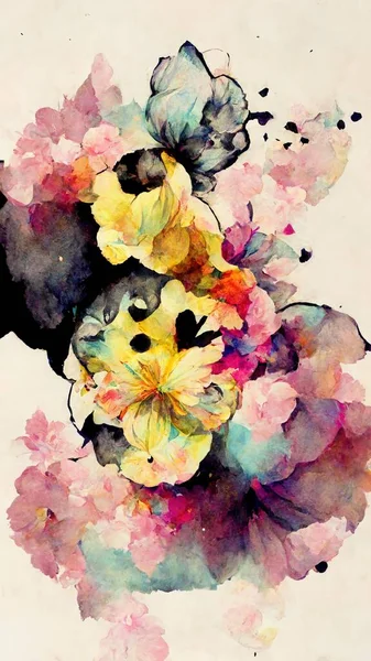 beautiful colorful background with abstract watercolor flowers