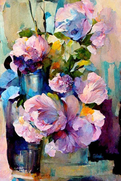 watercolor painting of flowers in a vase