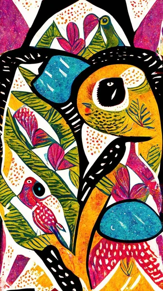 colorful bird pattern, abstract background, vector illustration