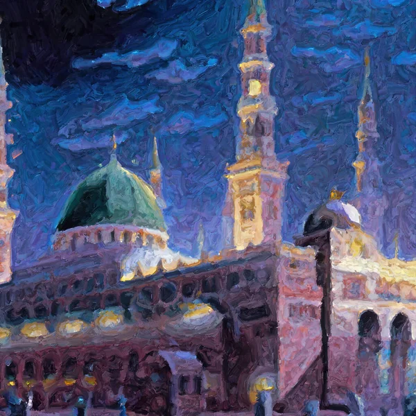 Masjid al Nabawi islamic original painting Makkah Madina, Aqsa Haram Madina muslim mosques, abstract painting islamic, Madina painting