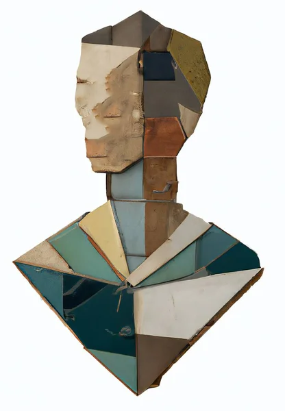 3d rendering of a man's head, Abstract surreal face. Modern art creative concept image with head. Crazy contemporary drawing in modern cubism style.