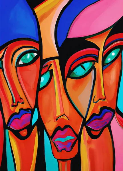 abstract background of colorful stained glass fragments, Colorful abstract painting showing facial expressions, Pure Hand-painted Funny Faces Acrylic Painting on Canvas Large Canvas Wall Oil Painting Abstract Face Portrait Acrylic Painting