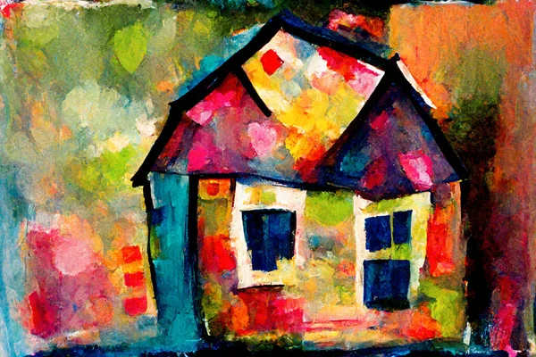 watercolor painting of house with watercolors