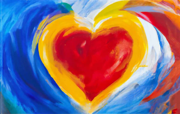 heart shape with rainbow and oil paint