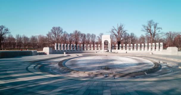 World War Memorial Washington Visited Tourists Winter Day Left Right — Vídeos de Stock