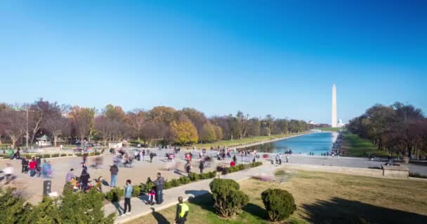 Time Lapse Lincoln Memorial Reflecting Pool Washington Sunny Autumn Day — Vídeo de Stock